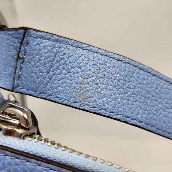 Michael Kors Anita Large Shoulder Crossbody Bag Light Blue Pebbled Leather Charm - Picture 6 of 8